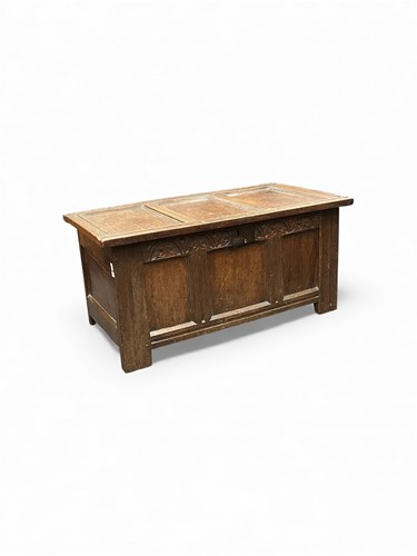 Lot 699 - An oak coffer, 18th century and later, the...