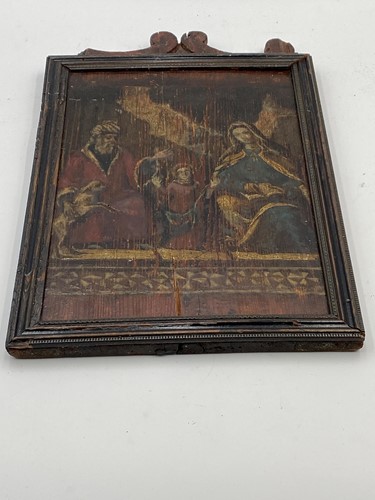 Lot 108 - A painted wooden fragment, 19th century,...