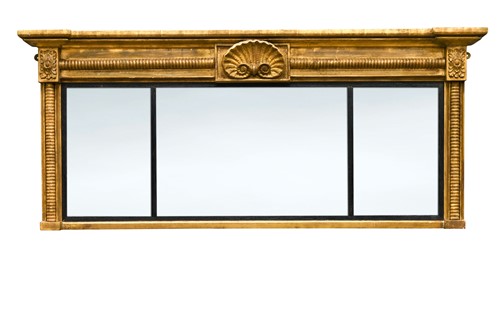 Lot 500 - A Regency gilt triple-plate overmantel mirror
