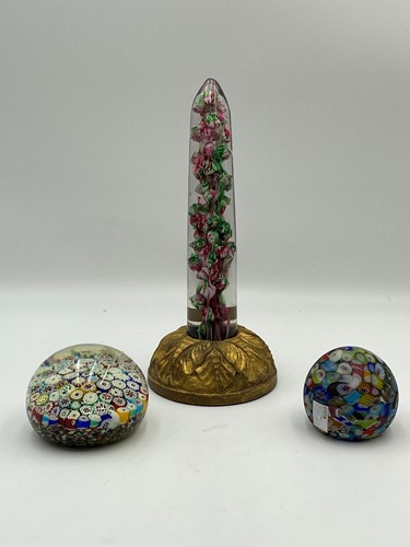 Lot 14 - A Mille Fiori glass paperweight, 11cm diameter;...