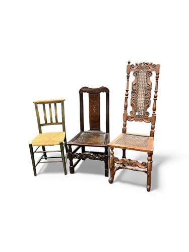 Lot 365 - An early 18th century oak chair, with an...