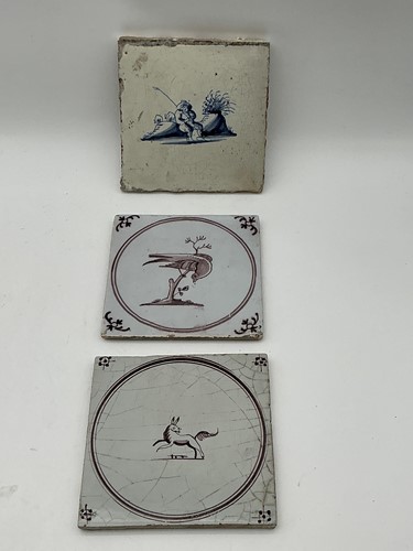 Lot 28 - An 18th century Dutch Delft tile of a jaunty...