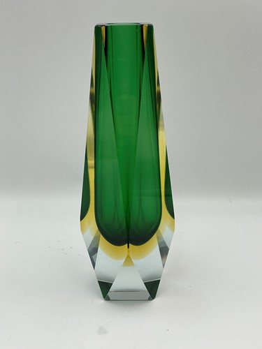 Lot 16 - A Murano Sommerso facet cut cased green glass...