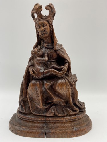 Lot 98 - A carved oak Virgin and Child, 18th/19th...