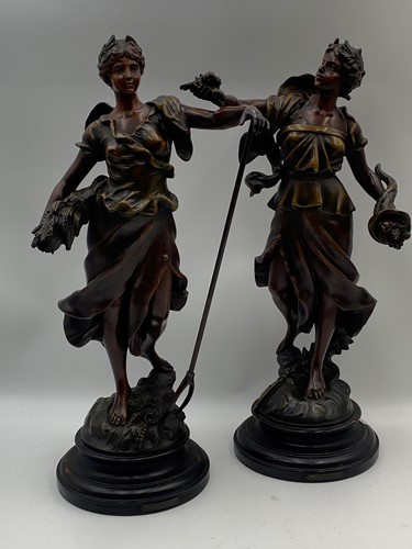 Lot 168 - After Auguste Moreau, a pair of bronzed metal...