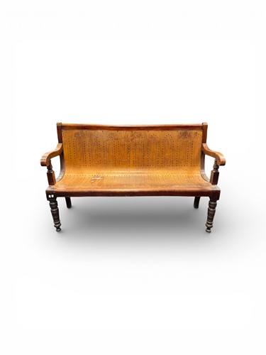 Lot 407 - A late Victorian mahogany bench with lancet...