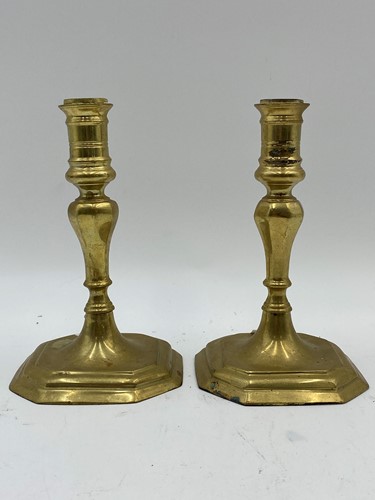 Lot 103 - A pair of 19th century knopped brass...