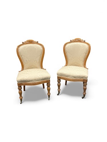 Lot 412 - A pair of inlaid satin birch chairs, 19th...