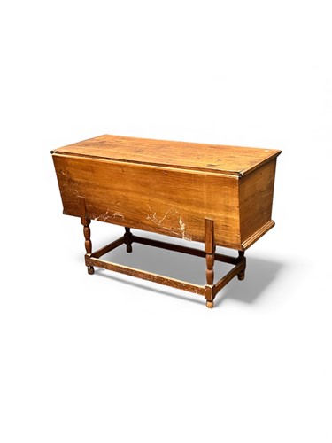 Lot 676 - A late 19th century elm and pine bread bin on...
