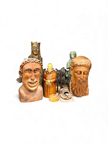 Lot 130 - A carved wormed wood Virgin and child, 43cms,...