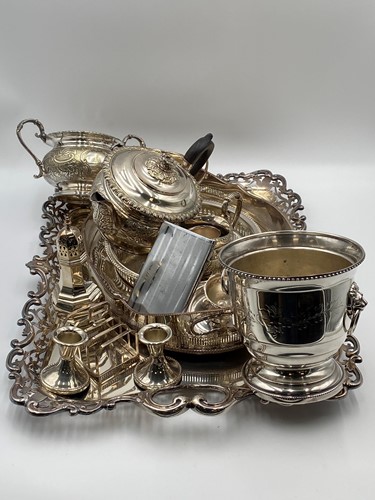 Lot 362 - A collection of electroplated items, including...