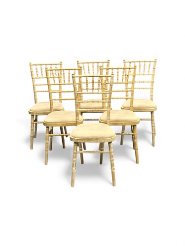 Lot 761 - Set of six modern faux bamboo chairs with...