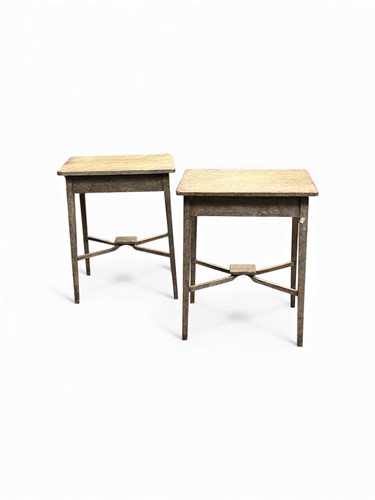 Lot 371 - A pair of Swedish grey painted pine bedside or...