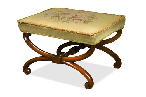 Lot 399 - A mahogany X-framed stool, 19th century