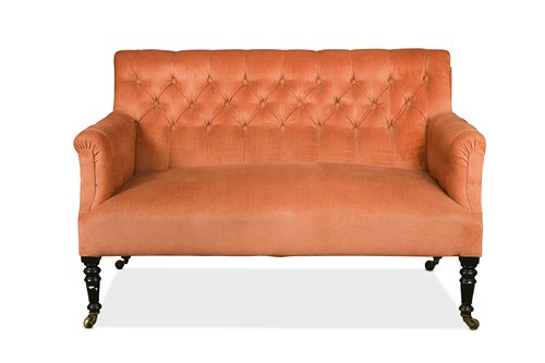 Lot 628 - A small Victorian two seat sofa with deep buttoned back