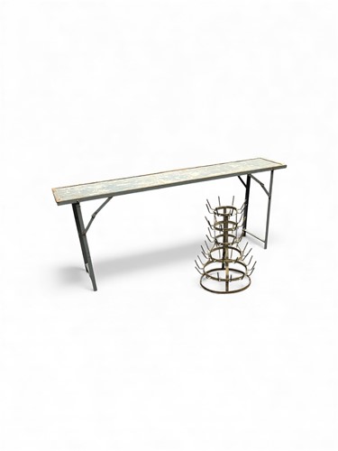 Lot 372 - A 20th century French metal bottle drying rack,...