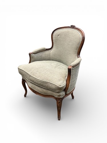 Lot 373 - A single Louis XV style oak French fireside...