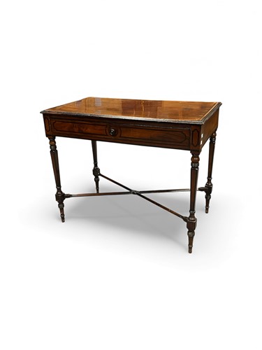 Lot 374 - A 19th century mahogany table with chamfered x-...