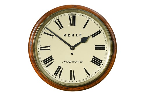 Lot 508 - A mahogany circular wall timepiece, signed 'Kehle Norwich', 19th century