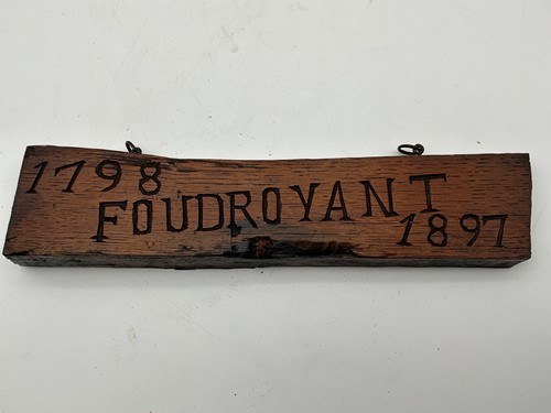 Lot 131 - A 'Foudroyant' ship's timber name plate,...