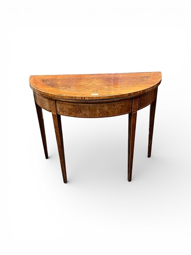 Lot 710 - A George III burr oak and mahogany demi line...