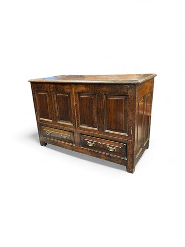 Lot 694 - An oak mule chest, 18th century, with a pair...