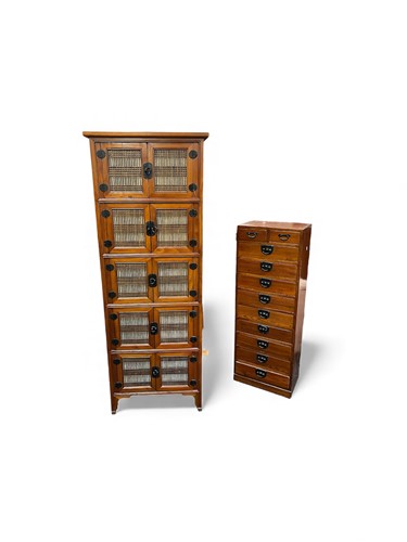 Lot 742 - An Eastern narrow cupboard, comprising of...