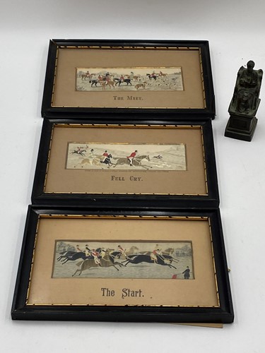 Lot 88 - Three hunting subject Stevengraphs and a small...