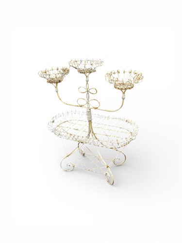 Lot 798 - A French white painted wirework metal...