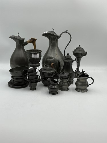 Lot 194 - A 19th century Dutch pewter table set...