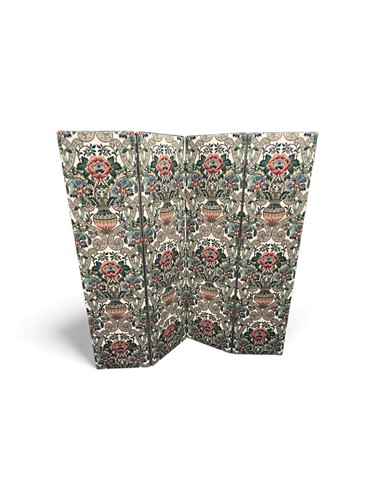 Lot 719 - A four fold screen upholstered in a crewelwork...