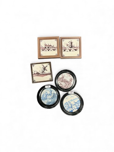 Lot 40 - Six various Dutch Delft earthenware tiles,...