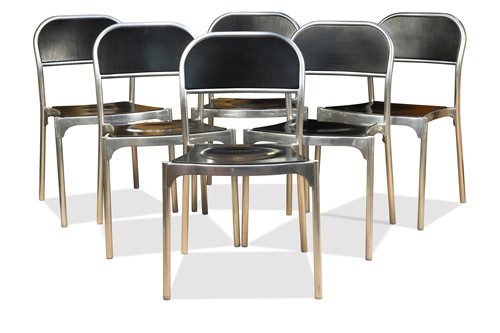 Lot 266 - A set of six aluminium stacking chairs by Sandler Metalmobil, contemporary