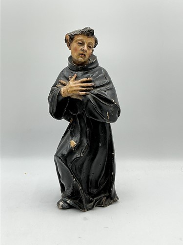 Lot 146 - A carved painted wood figure of a monk,...