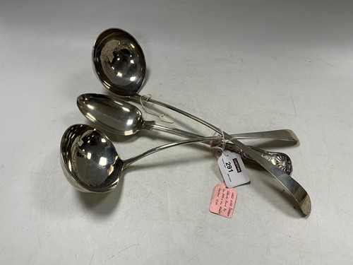 Lot 291 - Two Georgian silver hallmarked ladles, one...