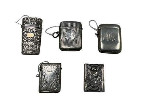 Lot 287 - A group of five hallmarked silver vesta cases,...