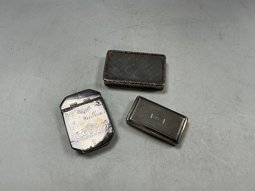 Lot 292 - A group of three hallmarked silver snuffboxes...