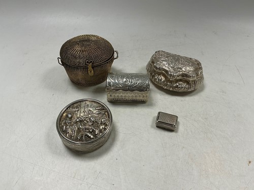 Lot 307 - A group of five silver boxes to include a...