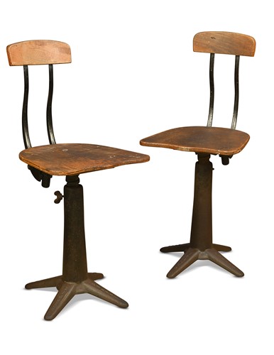 Lot 233 - A pair of industrial Singer machinist's chairs