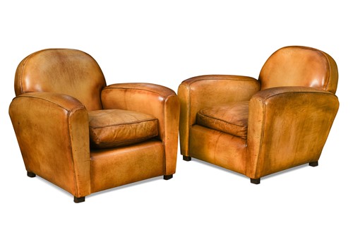 Lot 224 - A pair of Art Deco leather club armchairs