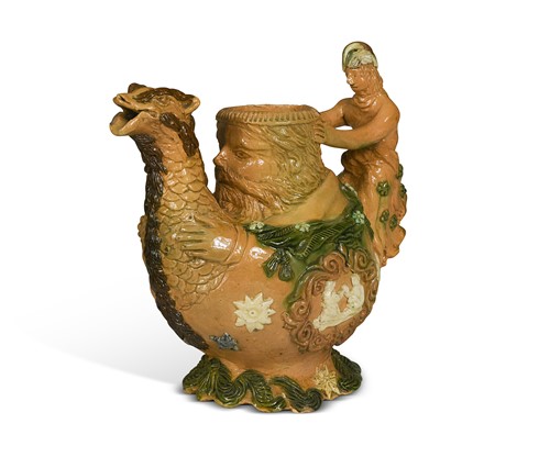 Lot 37 - Edward Bingham at Castle Hedingham, a figural teapot