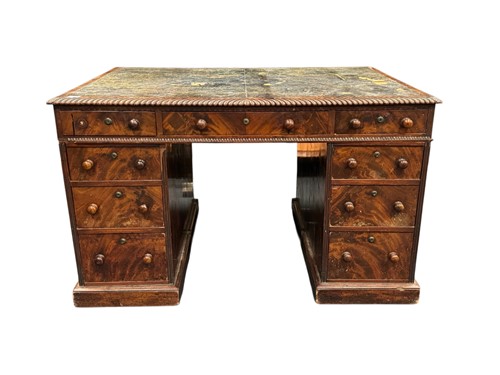 Lot 443 - A mahogany pedestal desk, 19th century, the...