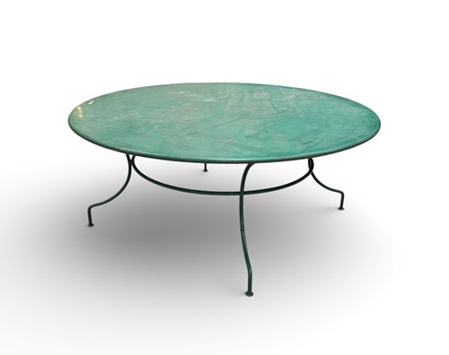 Lot 470 - A large French style green painted metal...