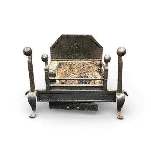 Lot 448 - Cast iron fire grate with cabriole legs 52 x...