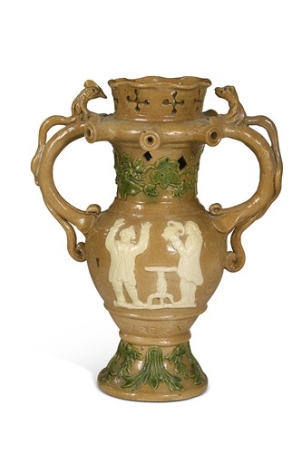 Lot 30 - Edward Bingham at Castle Hedingham, a pottery puzzle jug