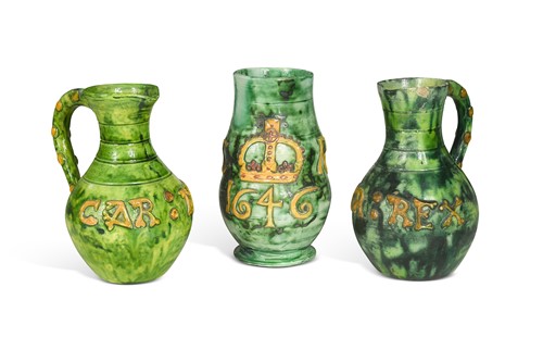 Lot 42 - Edward Bingham at Castle Hedingham, a group of three pottery jugs