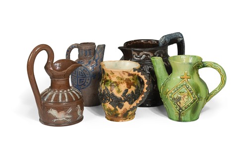 Lot 34 - Edward Bingham at Castle Hedingham, a selection of pottery jugs