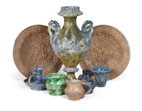 Lot 47 - Edward Bingham at Castle Hedingham, a selection of pottery wares