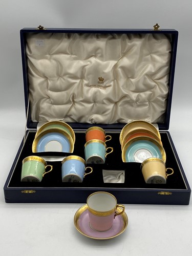 Lot 21 - A Royal Copenhagen cased set of coffee cans...