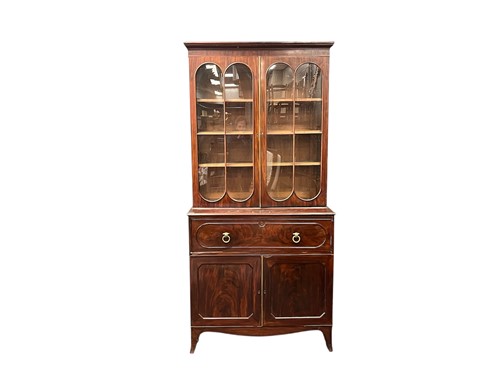 Lot 420 - A Regency mahogany secretaire bookcase, with...